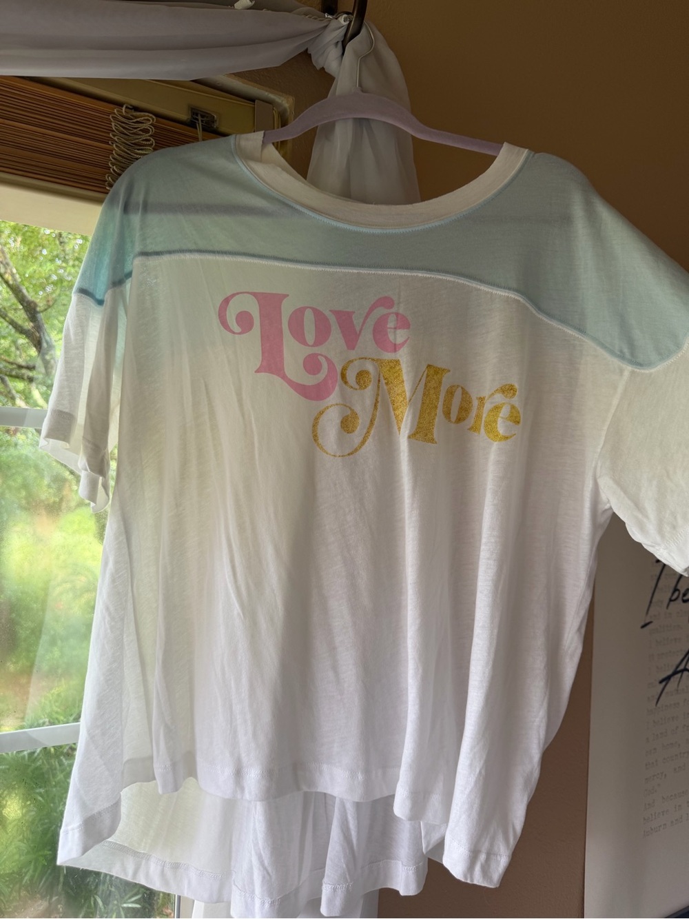 Love More White & Light Blue Graphic Tee